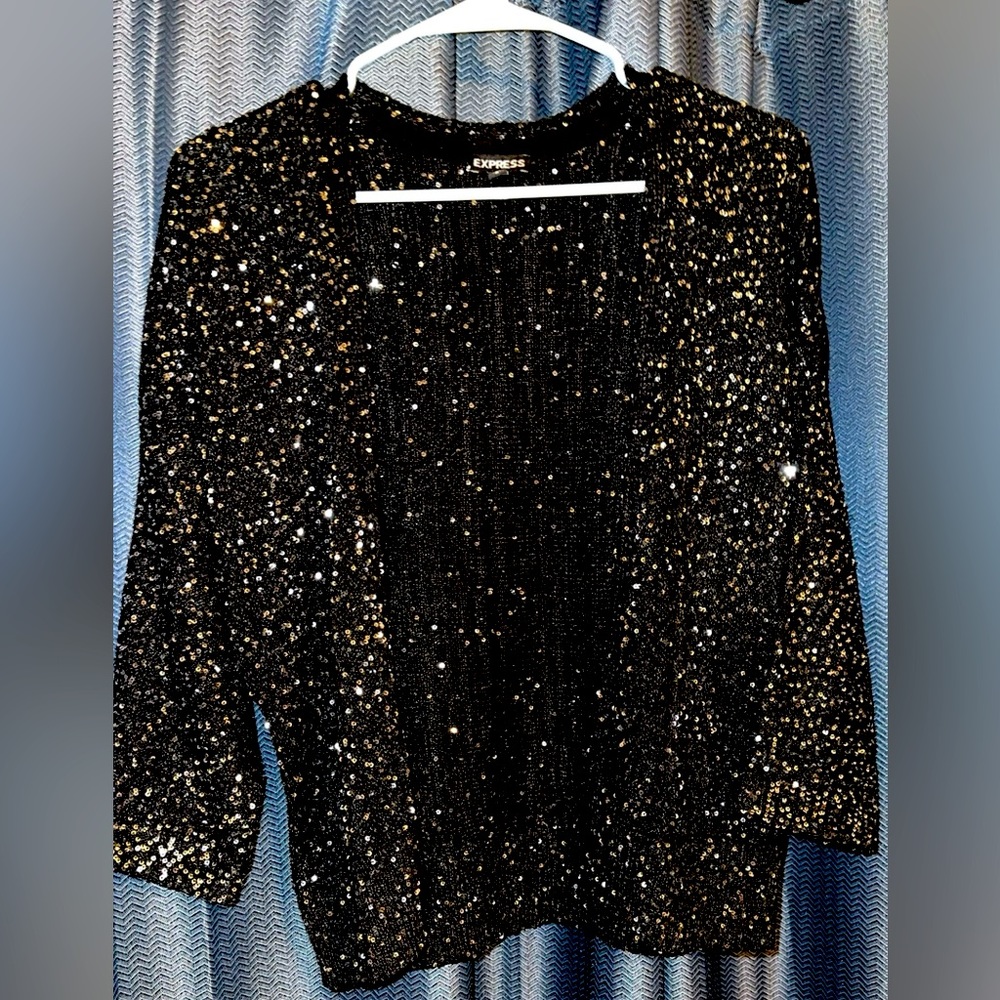 Express Black Sequin Cardigan